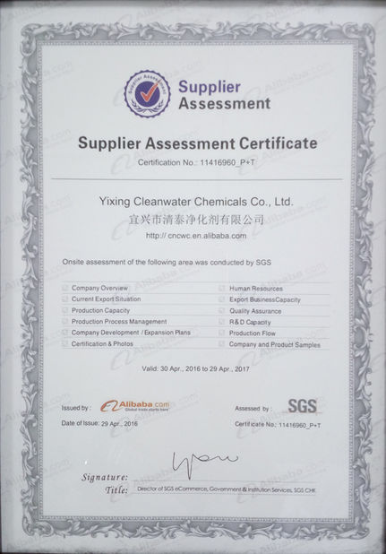 China Yixing Cleanwater Chemicals Co.,Ltd. certificaciones